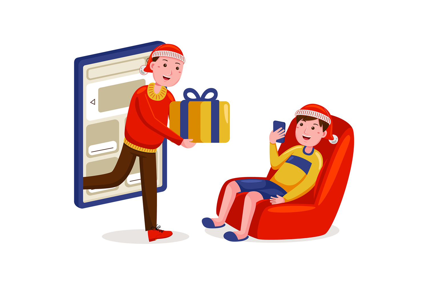 Christmas Online Shopping Vector Illustration #01