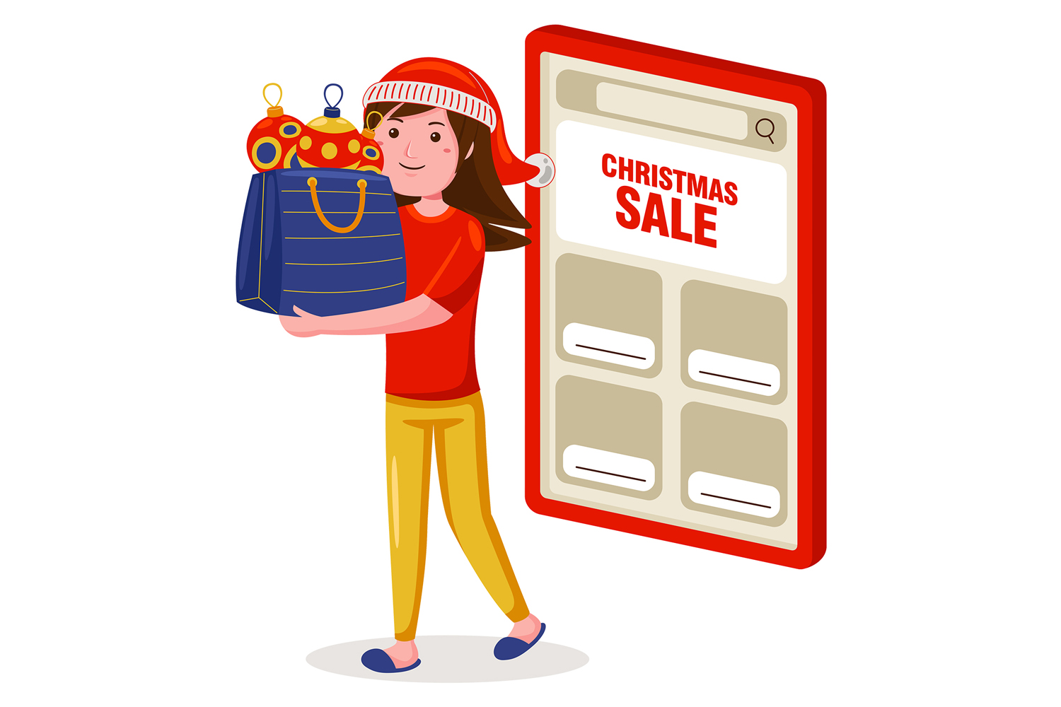Christmas Online Shopping Vector Illustration #03