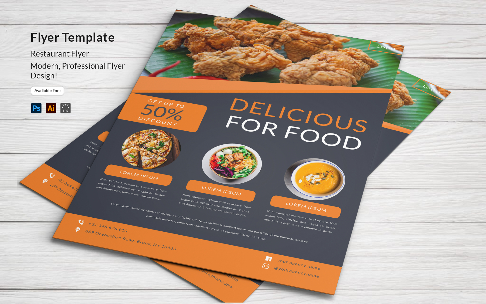 Restaurant Menu Flyer Design Template PSD