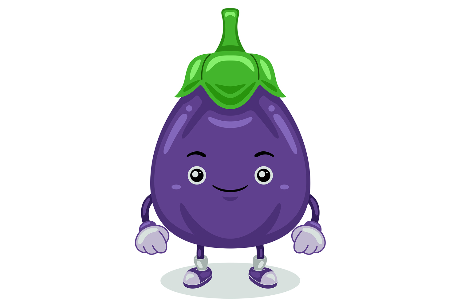 Aubergine Mascot Character Vector Illustration