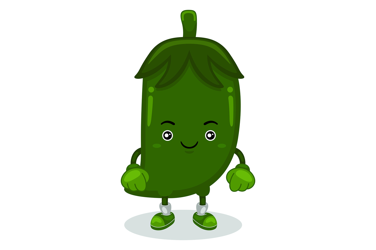 Green Chili Mascot Character Vector Illustration