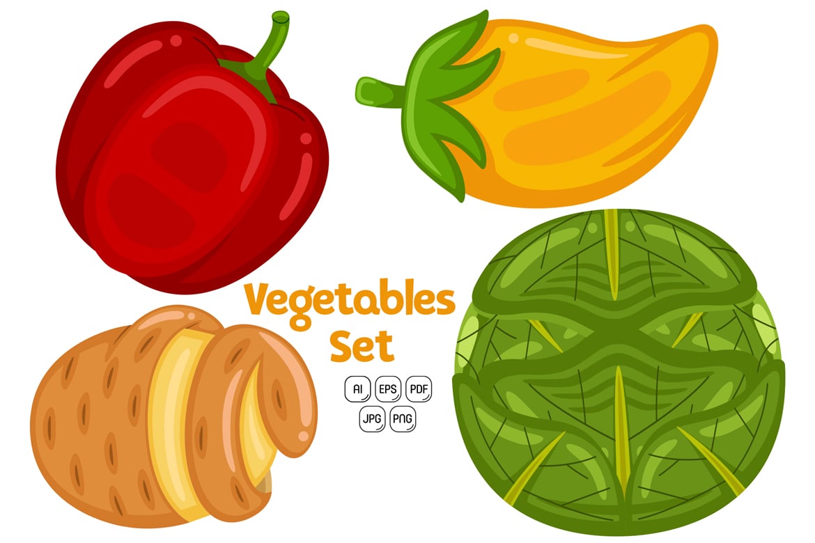 Cute Vegetables Pack Vector #04