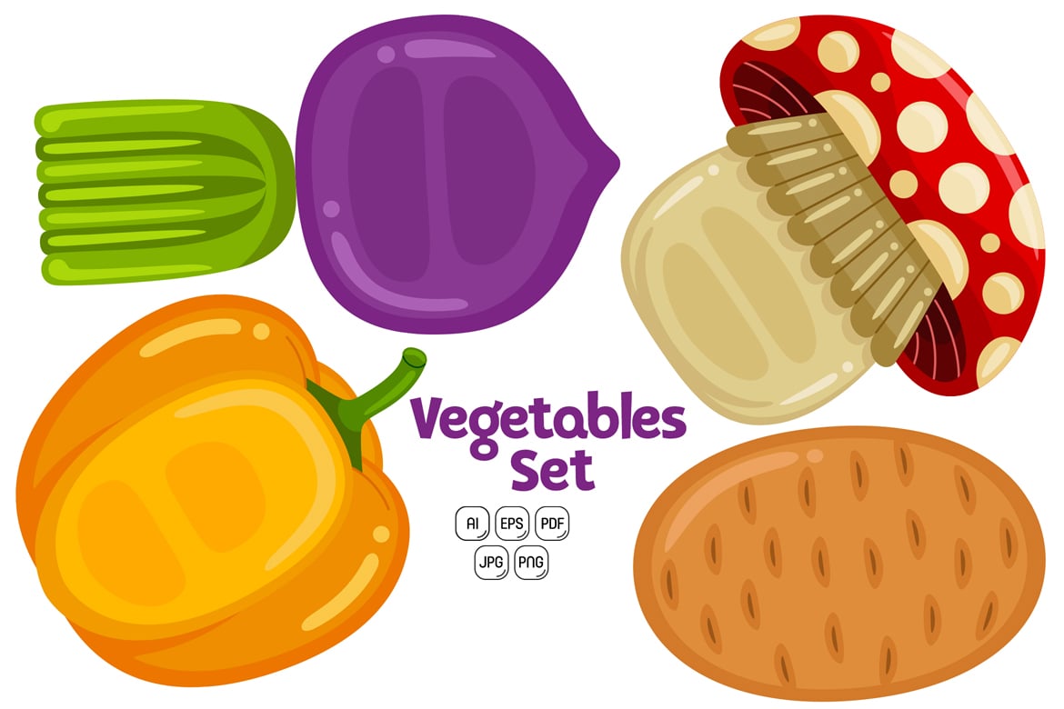 Cute Vegetables Pack Vector #05