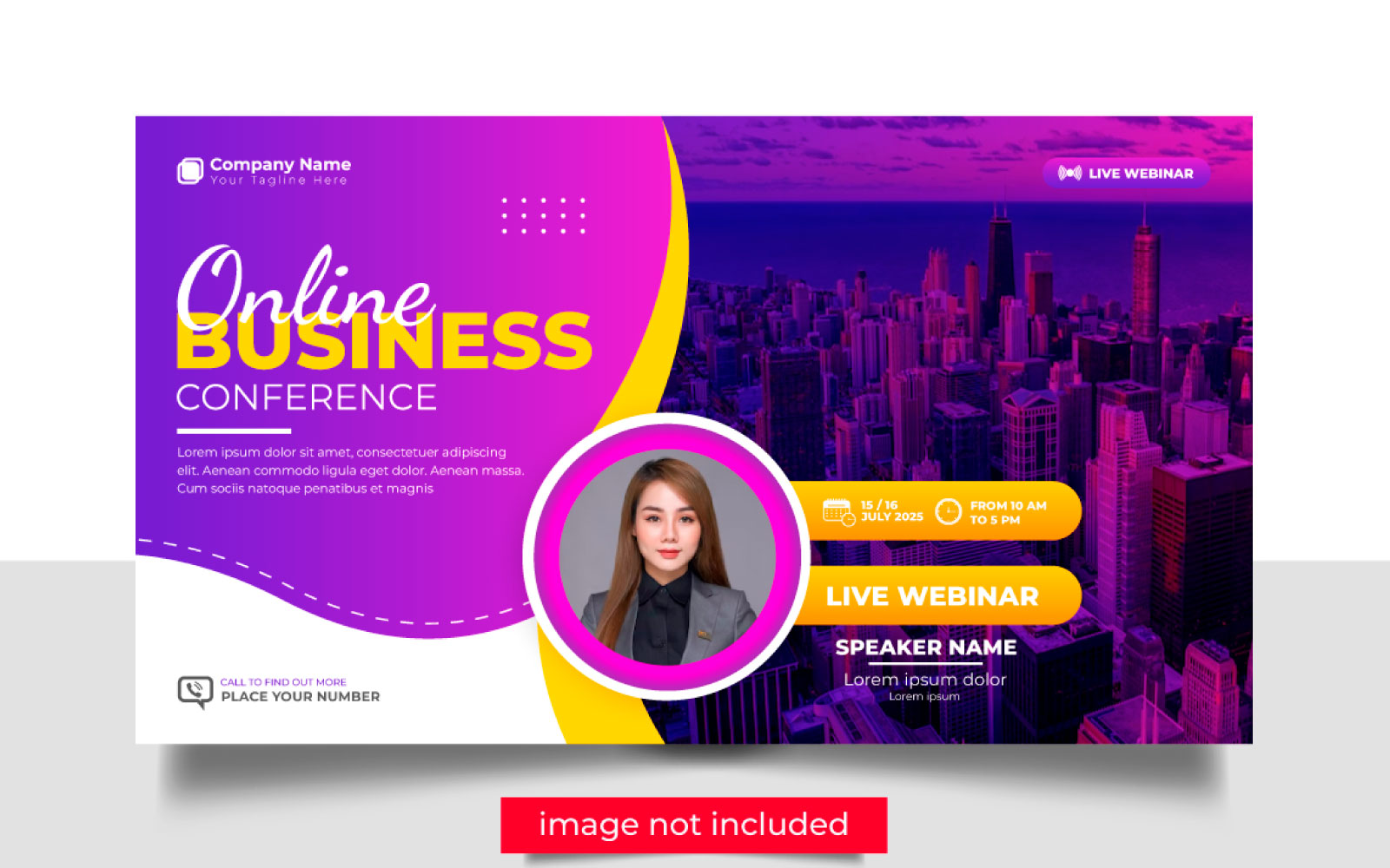 Conference flyer or horizontal flyer and invitation banner live webinar vector