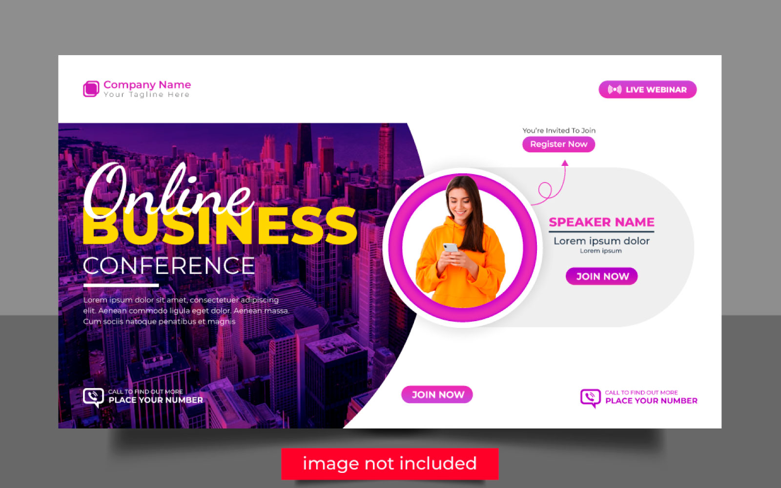 Vector Corporate conference flyer  or horizontal flyer and invitation banner live webinar