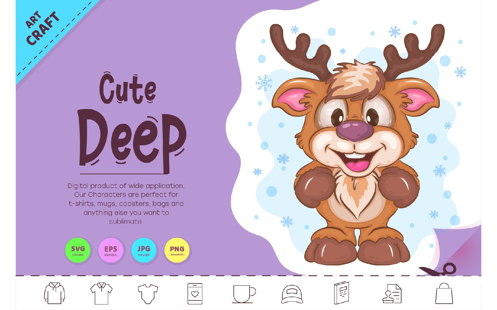 Cute Cartoon Deer. Clipart