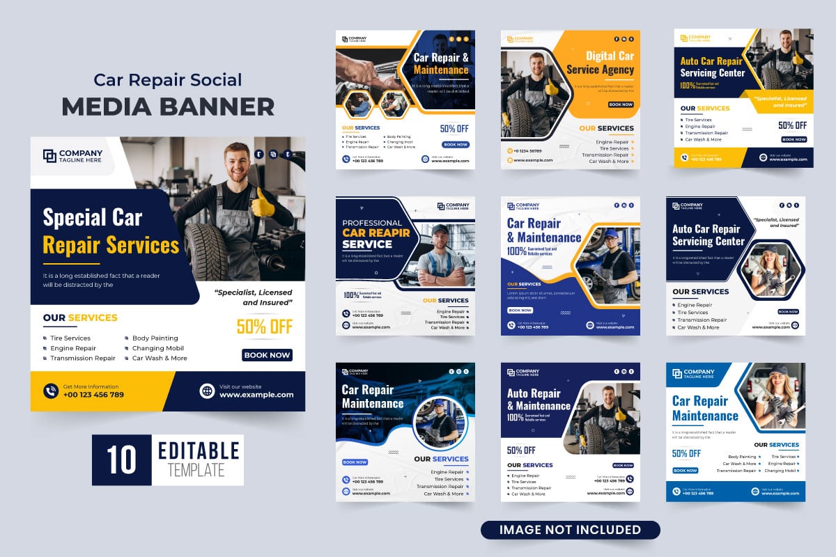 Car maintenance service template set