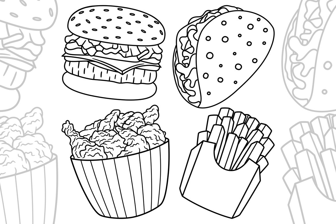 Fast Food Doodle Pack Vector Illustration #01