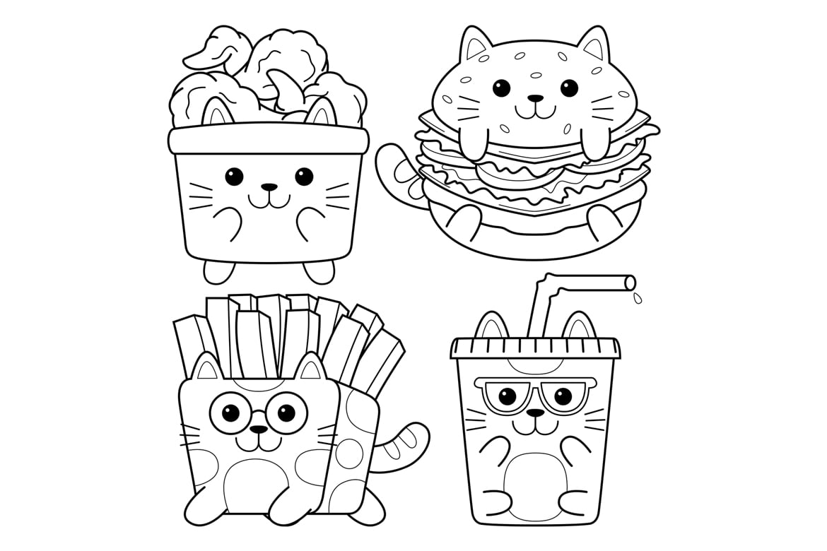 Cat Fast Food Doodle Pack #01