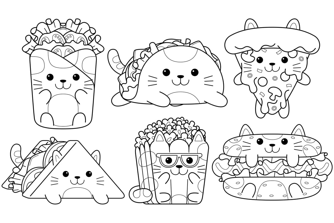 Cat Fast Food Doodle Pack #02