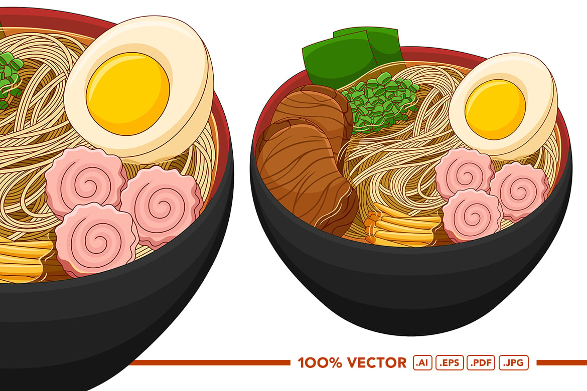 Ramen Vector in Flat Design Style