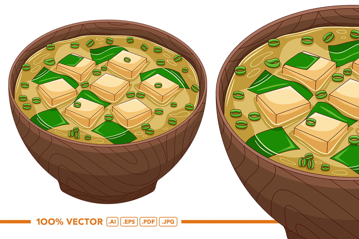 Miso Soup Vector in Flat Design Style