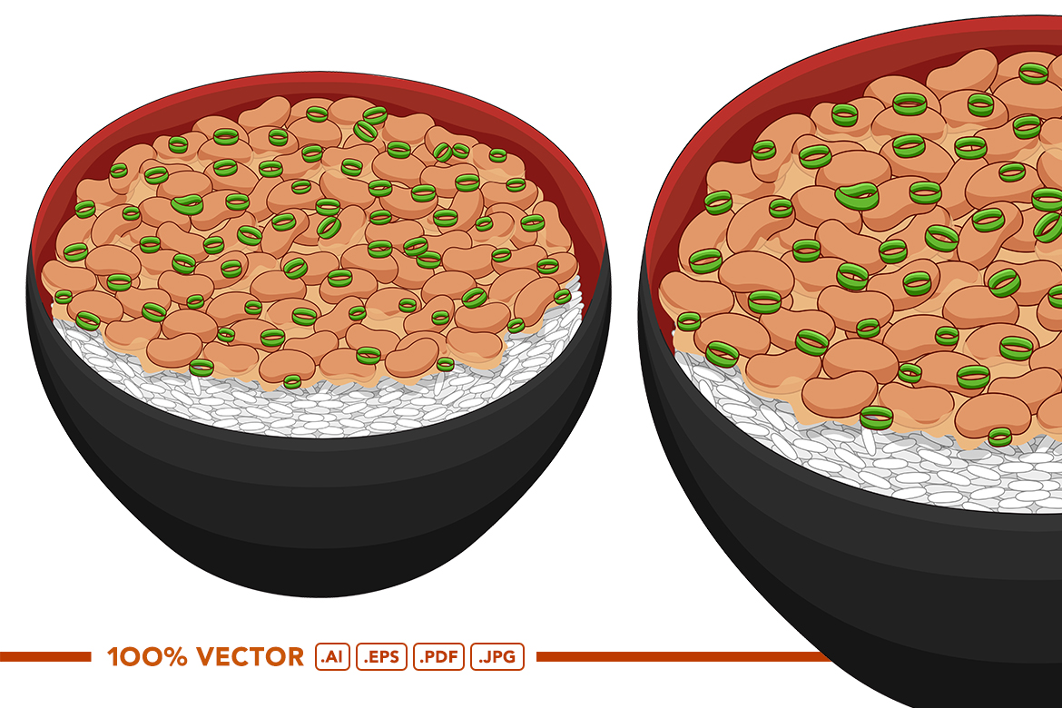 Natto Vector in Flat Design Style