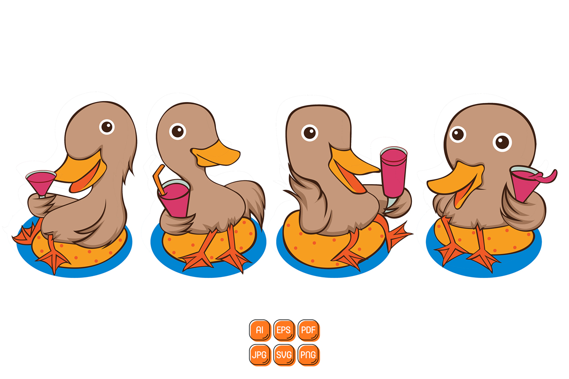 Cute Duck Vector Illustration Set #02