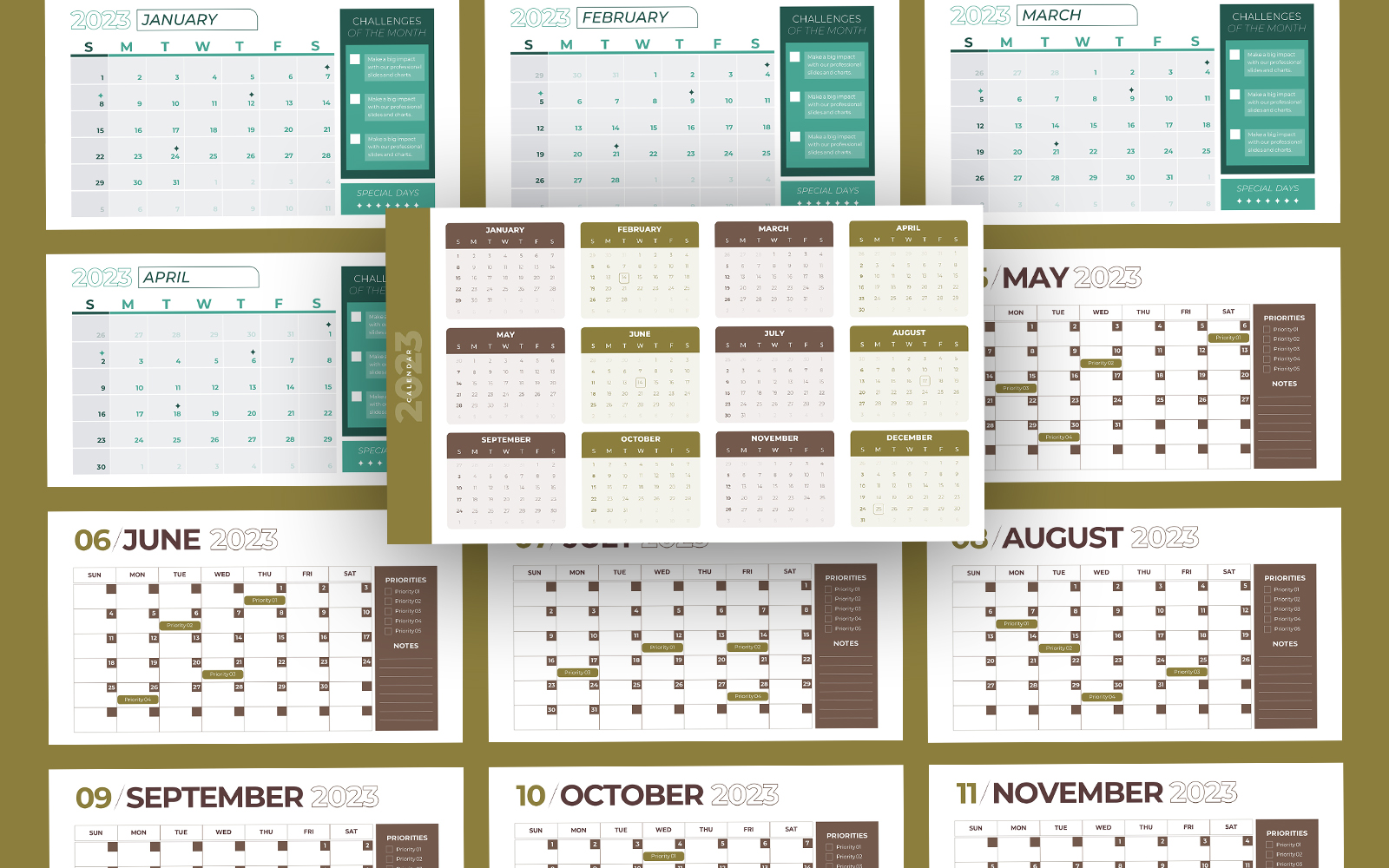 2023 Calender Infographic Google Slides Template