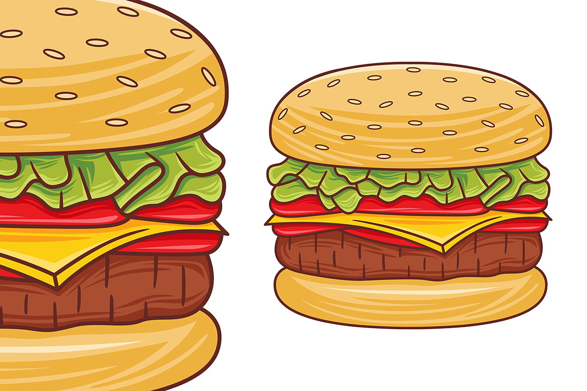 Burger Vector in Flat Design Style