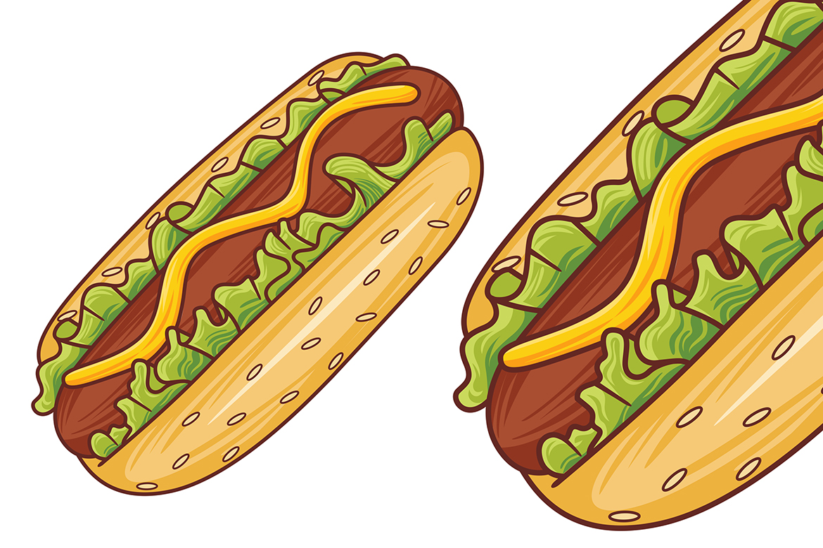 Hot Dog Vector in Flat Design Style