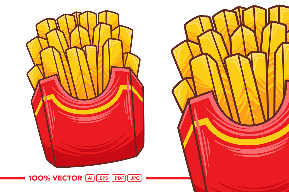 French Fries Vector in Flat Design Style