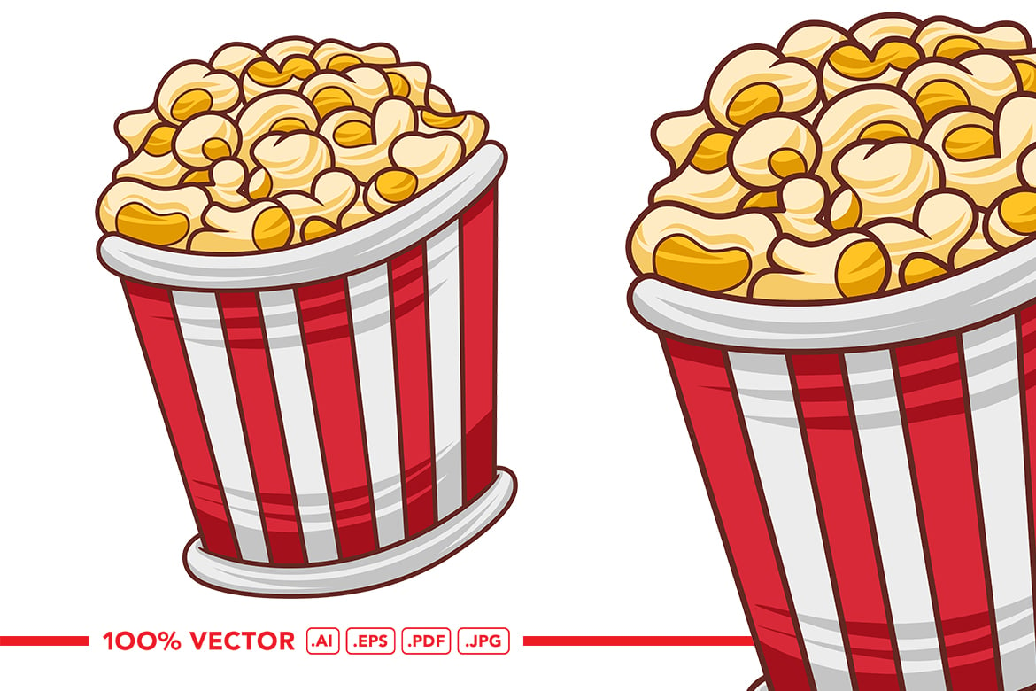 Popcorn Vector in Flat Design Style