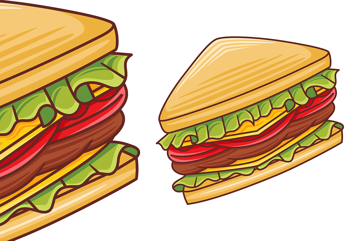 Sandwich Vector in Flat Design Style