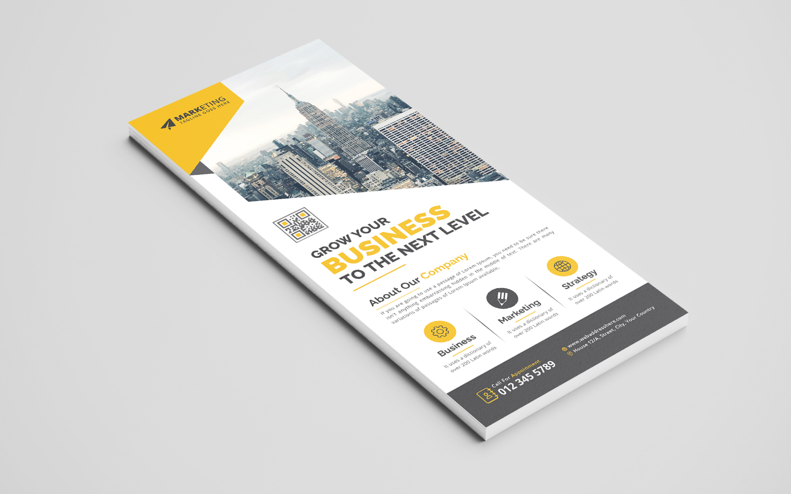 Modern Corporate DL Flyer Template, Business Rack Card Design Layout