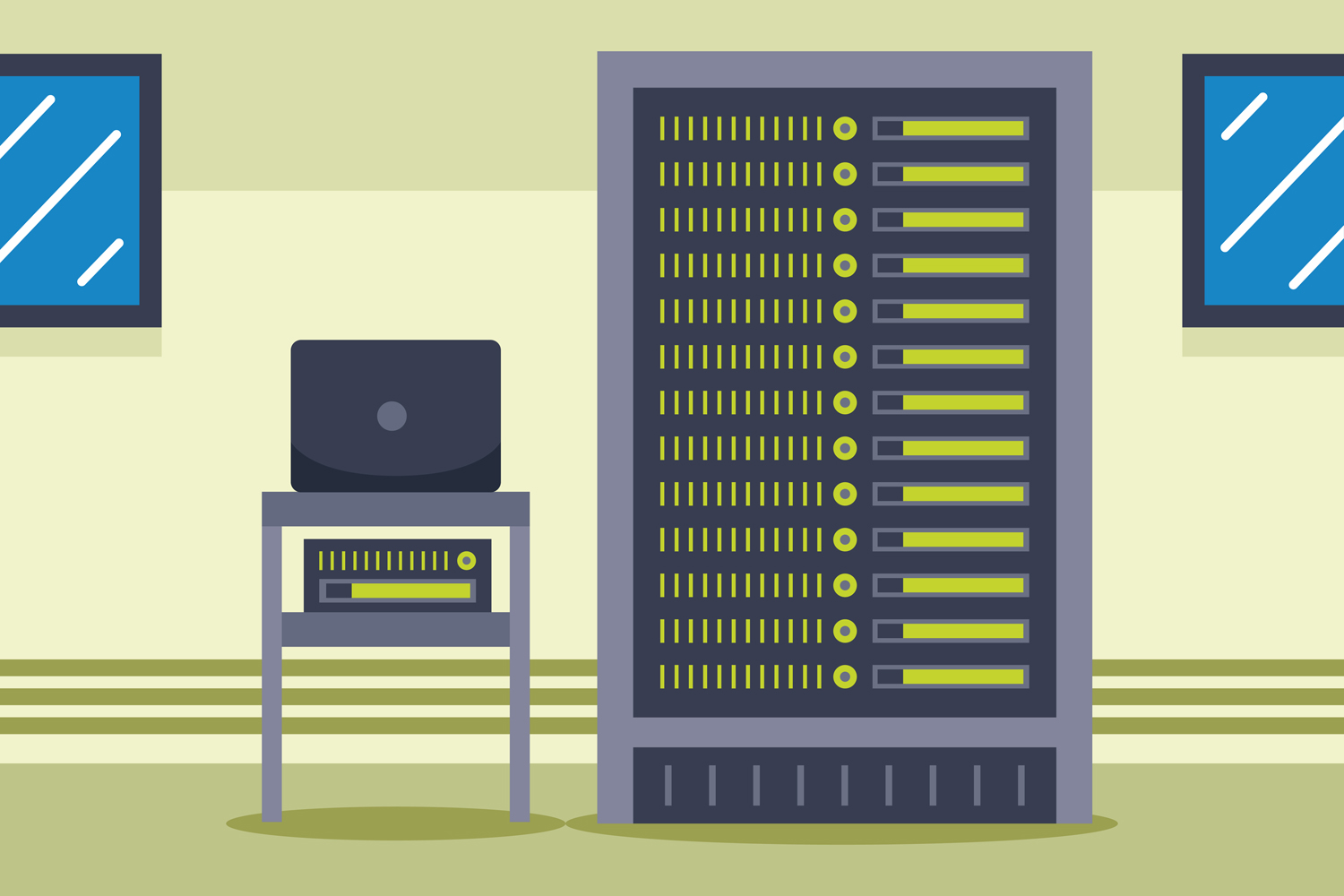 Network Server Room Vector Illustration