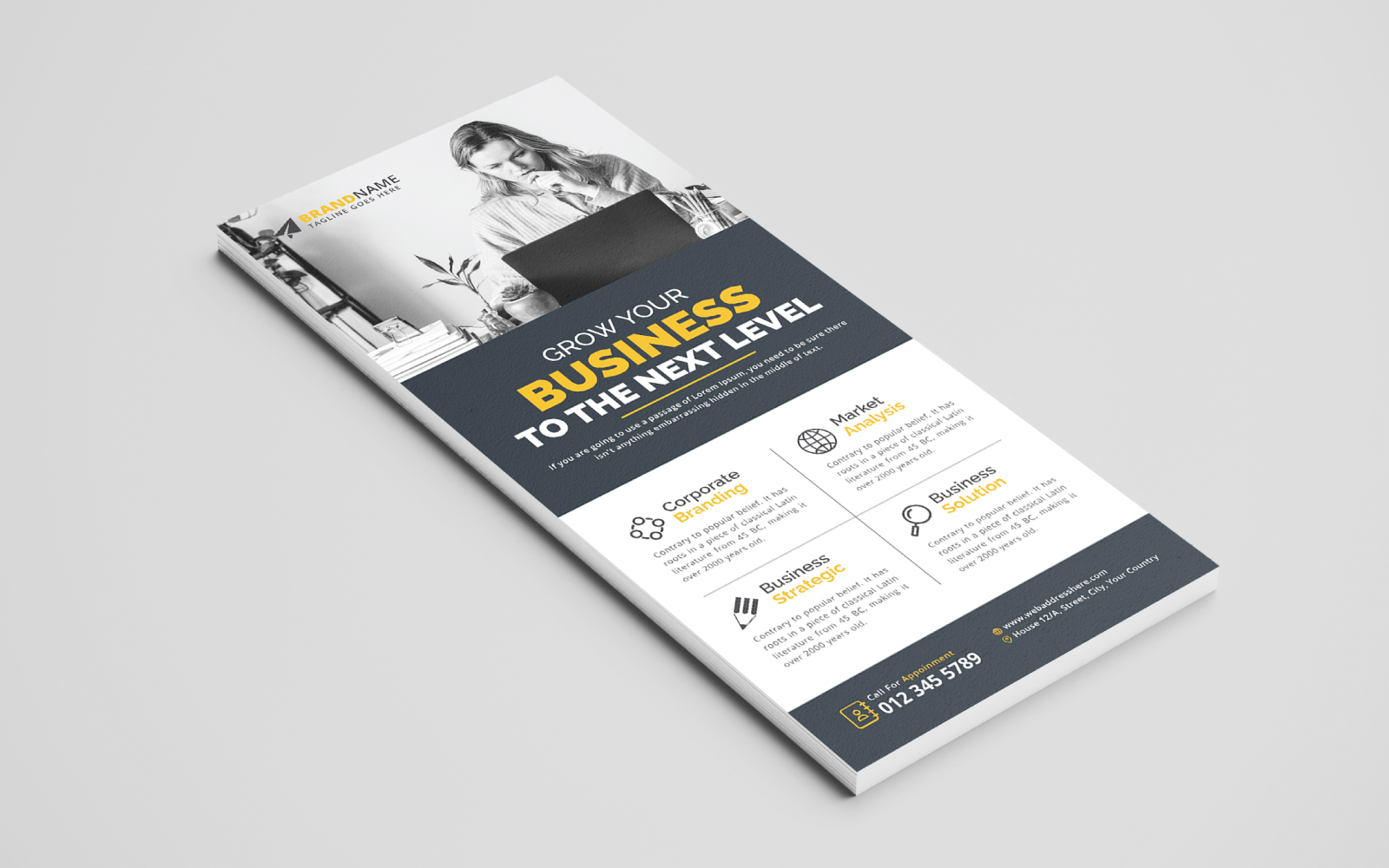 Minimalist Corporate DL Flyer, Rack Card Design Template for Multipurpose Use