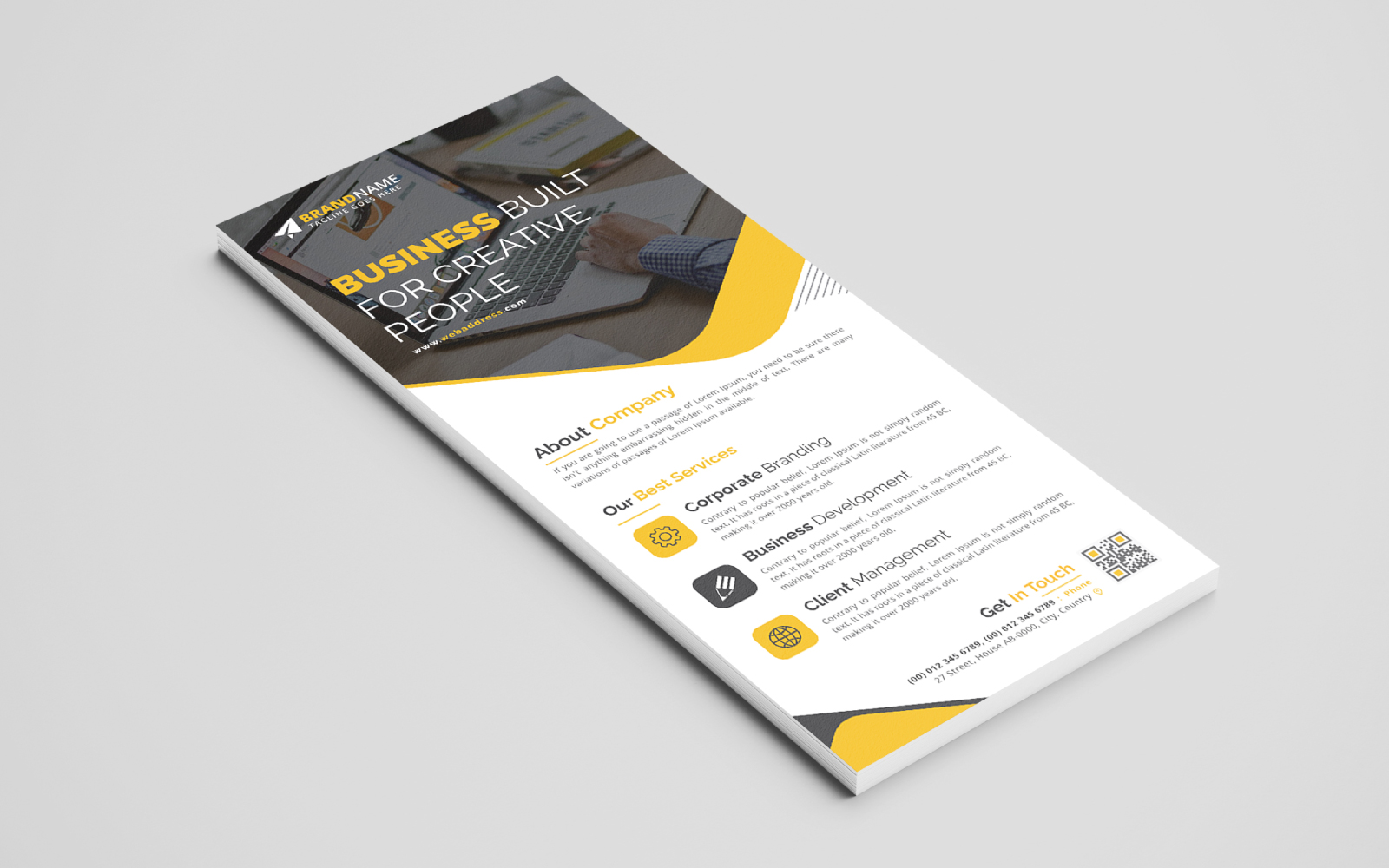 Modern Professional Corporate DL Flyer, Business Rack Card Design Template with Creative Concept