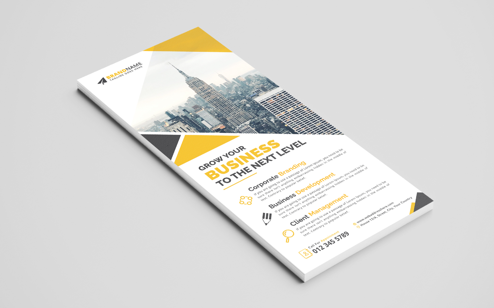 Simple Business DL Flyer, Rack Card Design Template Layout for Multipurpose Use