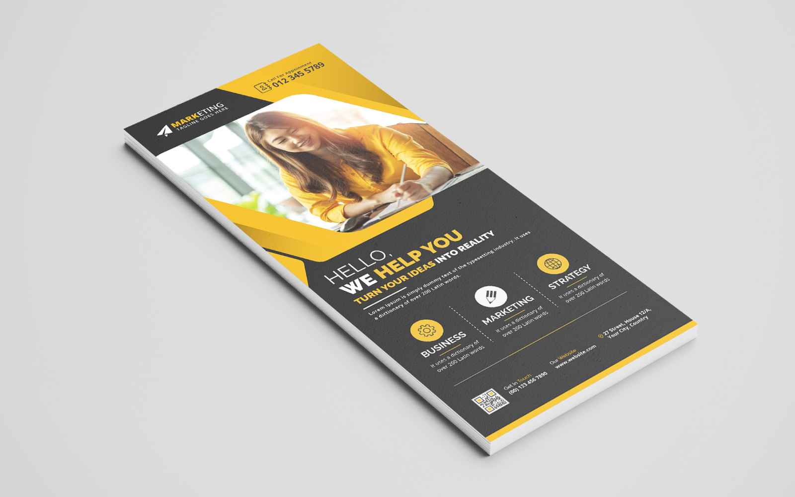 Black Corporate DL Flyer, Rack Card Design Template