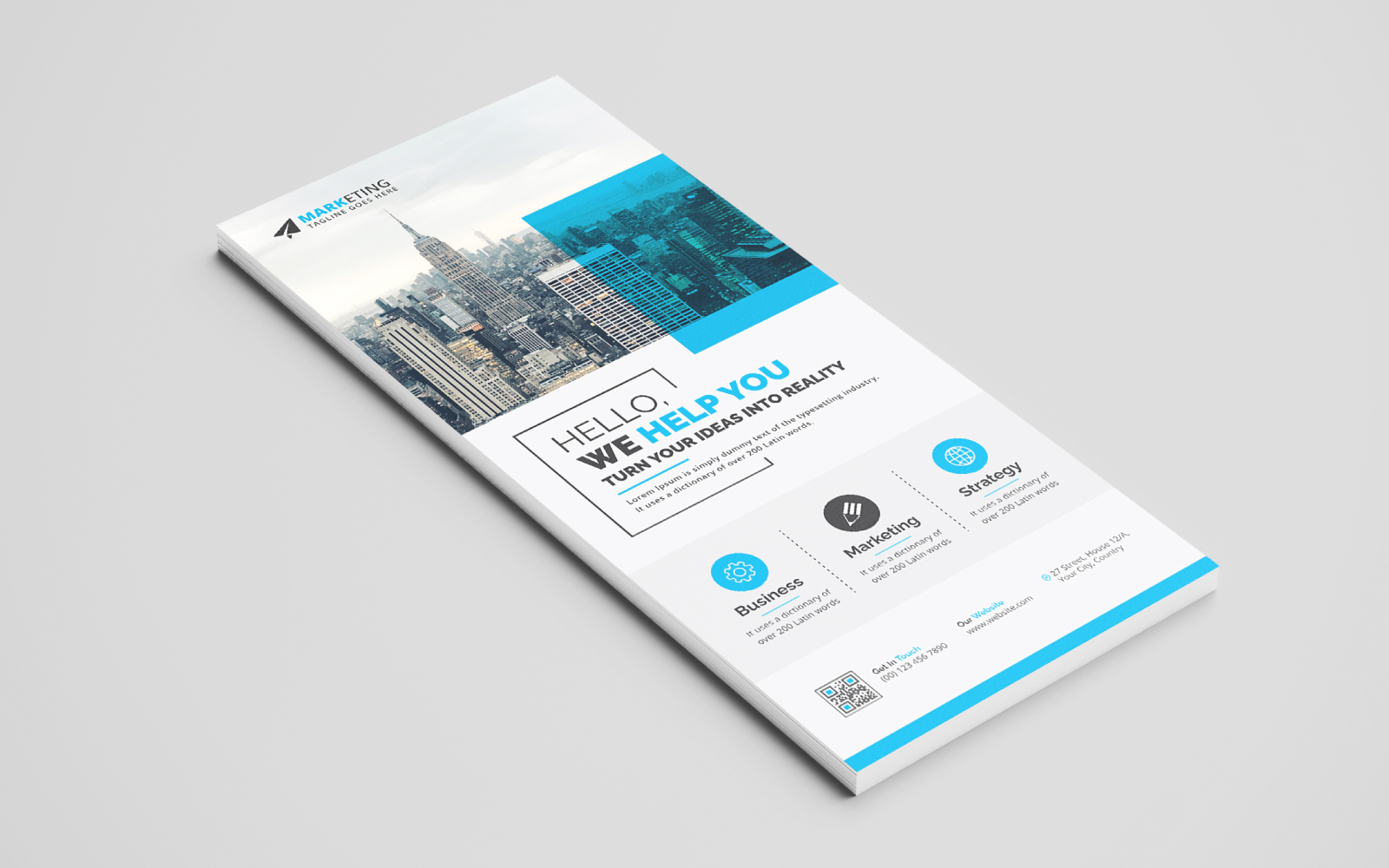 Simple Minimalist Corporate DL Flyer, Rack Card Design Template