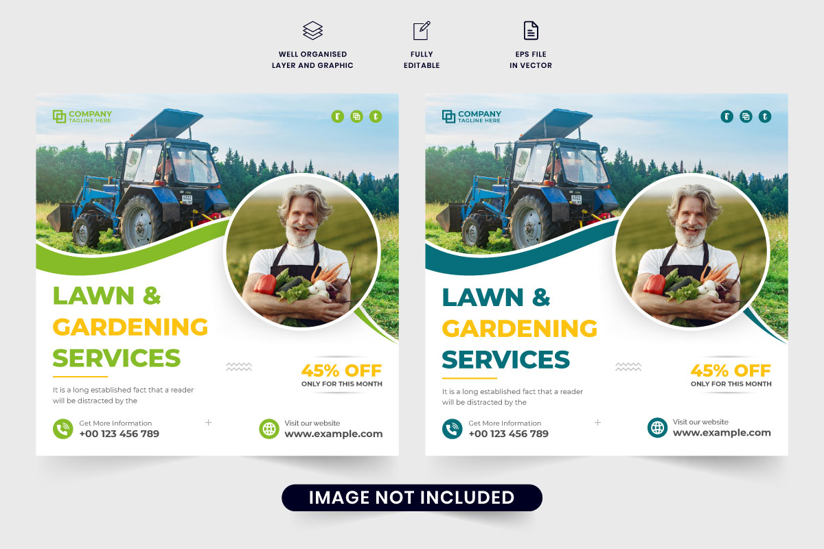 Lawn and gardening service template vector design