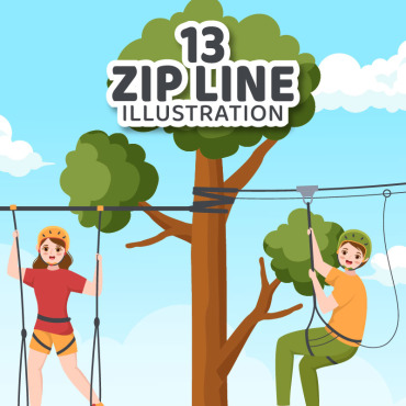 Line Zipline Illustrations Templates 305256