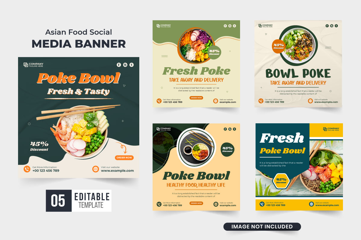 Restaurant menu promo template set