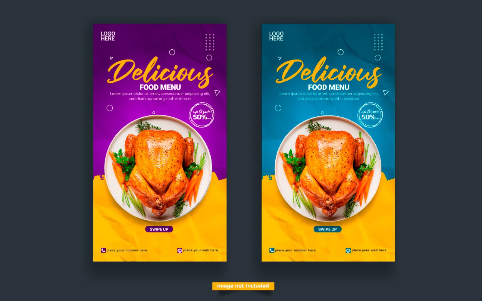 Vector Food menu and restaurant instagram and story template design  idea