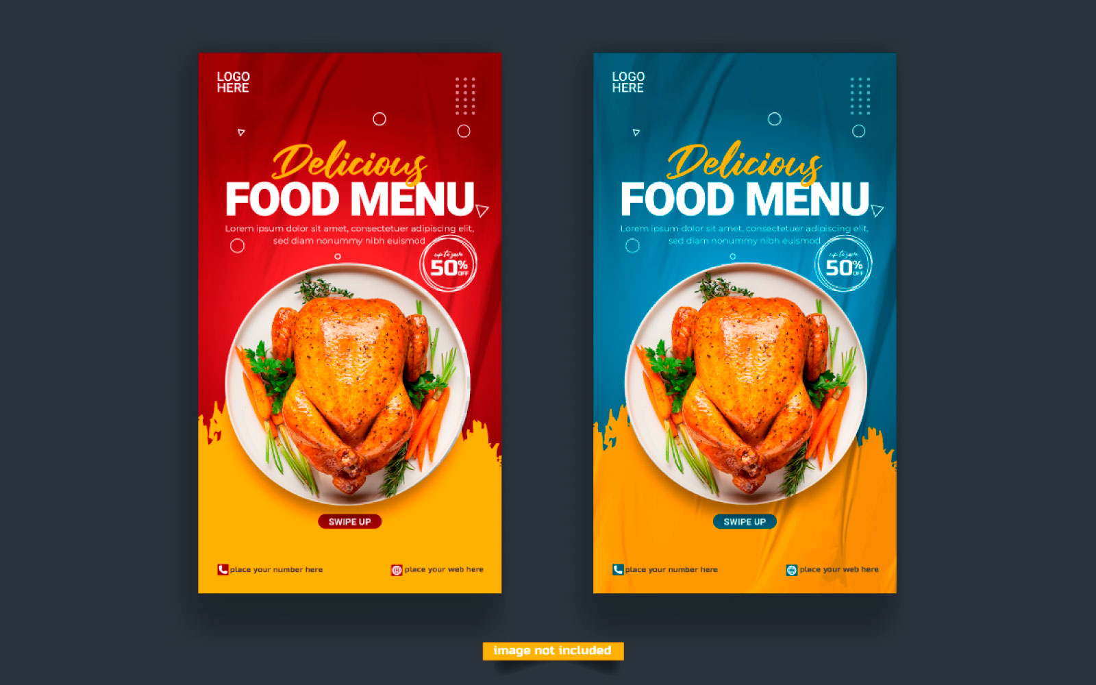 Food menu and restaurant instagram and story template design  concept