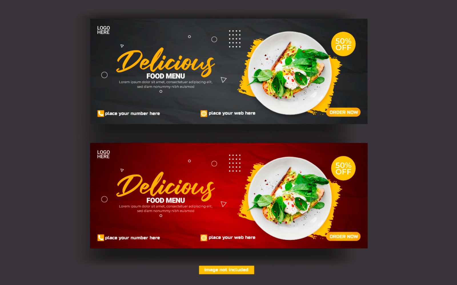 Food menu and restaurant social media cover template idea