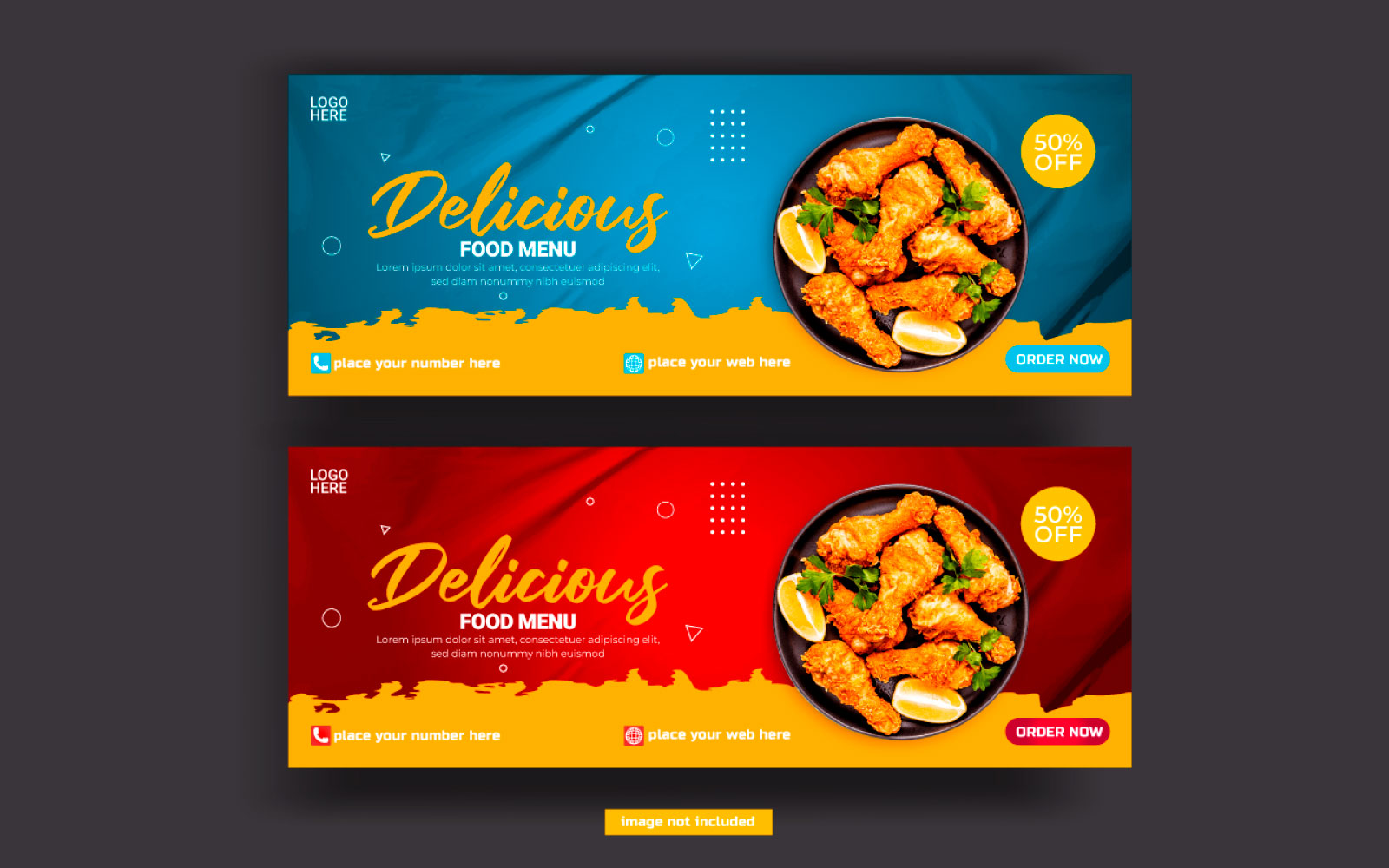 Food menu and restaurant social media cover template design idea