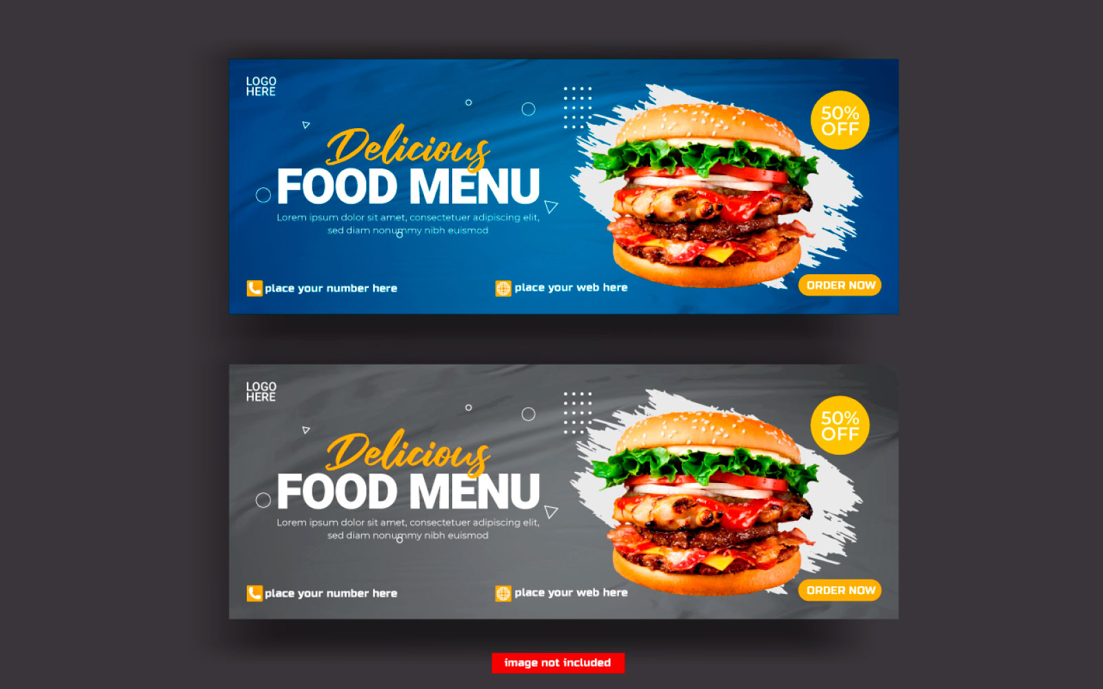 Food menu and restaurant social media cover template  vector concept