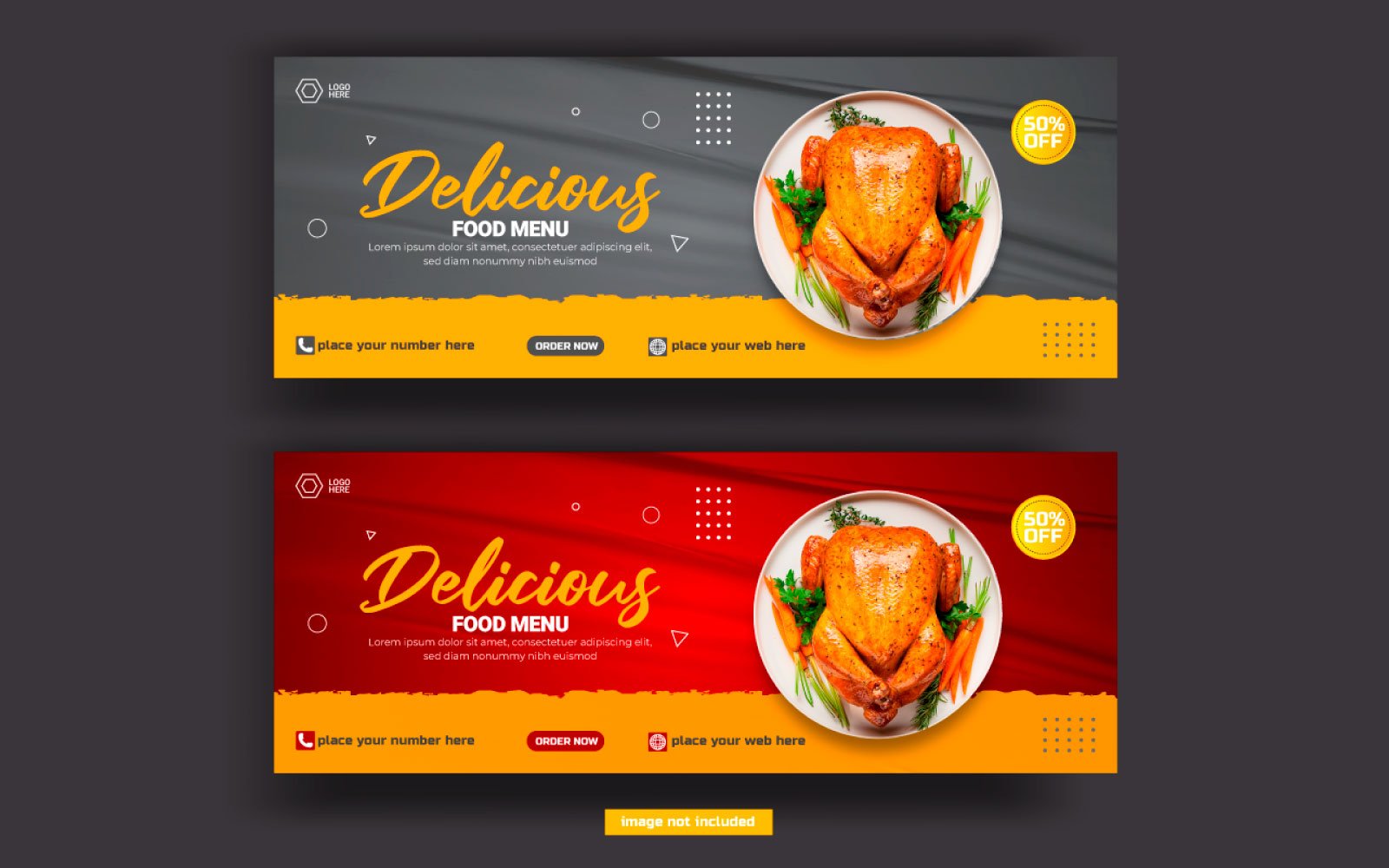 Food menu and restaurant social media cover template vector  design