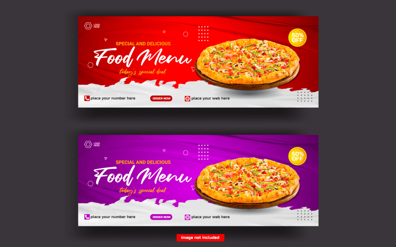 Vector Food menu and restaurant social media cover template design concept