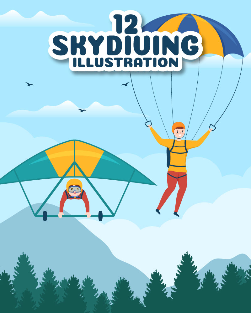 12 Skydiving Sport Illustration