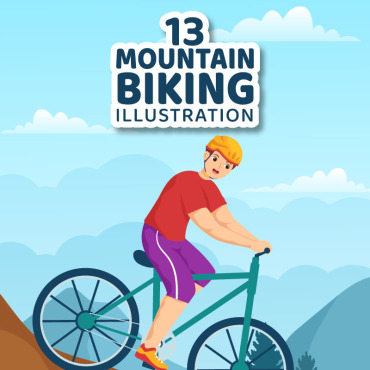 Biking Mountain Illustrations Templates 305398