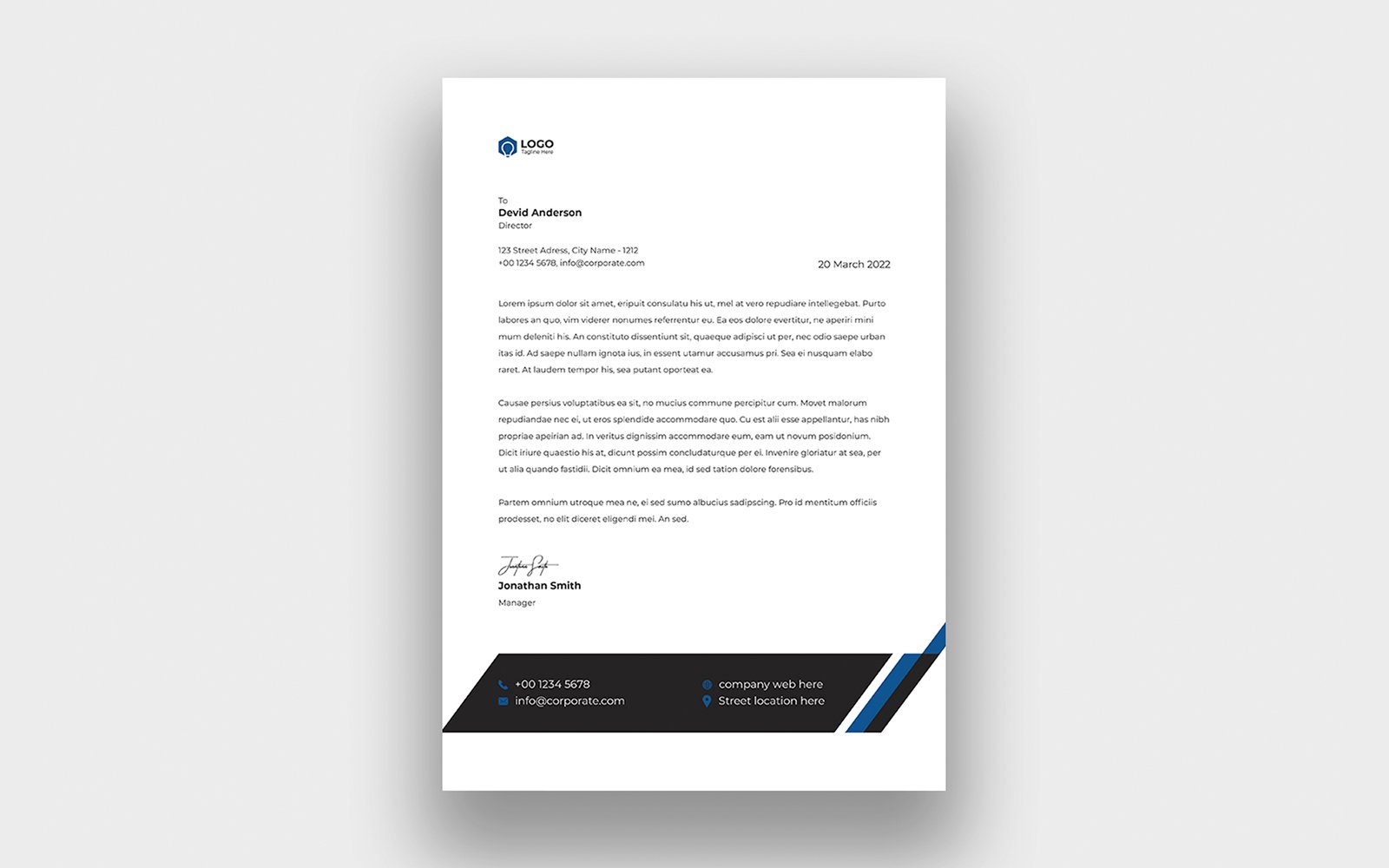 Modern Creative Corporate Business Letterhead Template Design