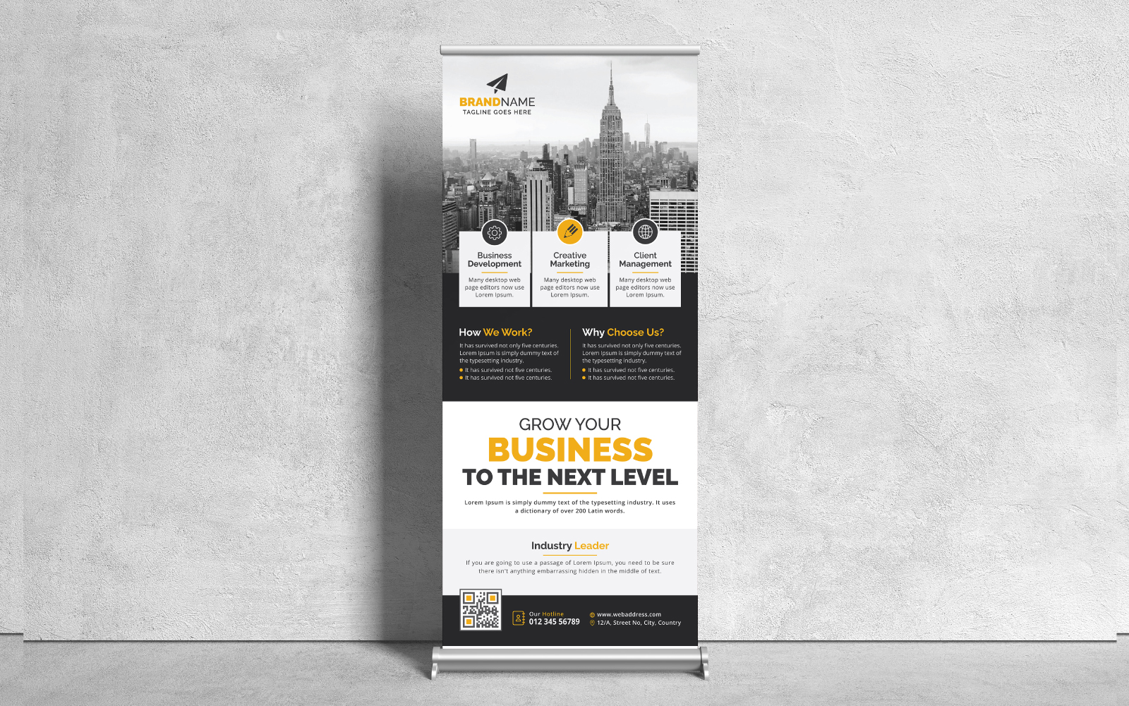 Simple Minimalist Corporate Roll Up Banner, X Banner, Standee Template for Business and Multipurpose