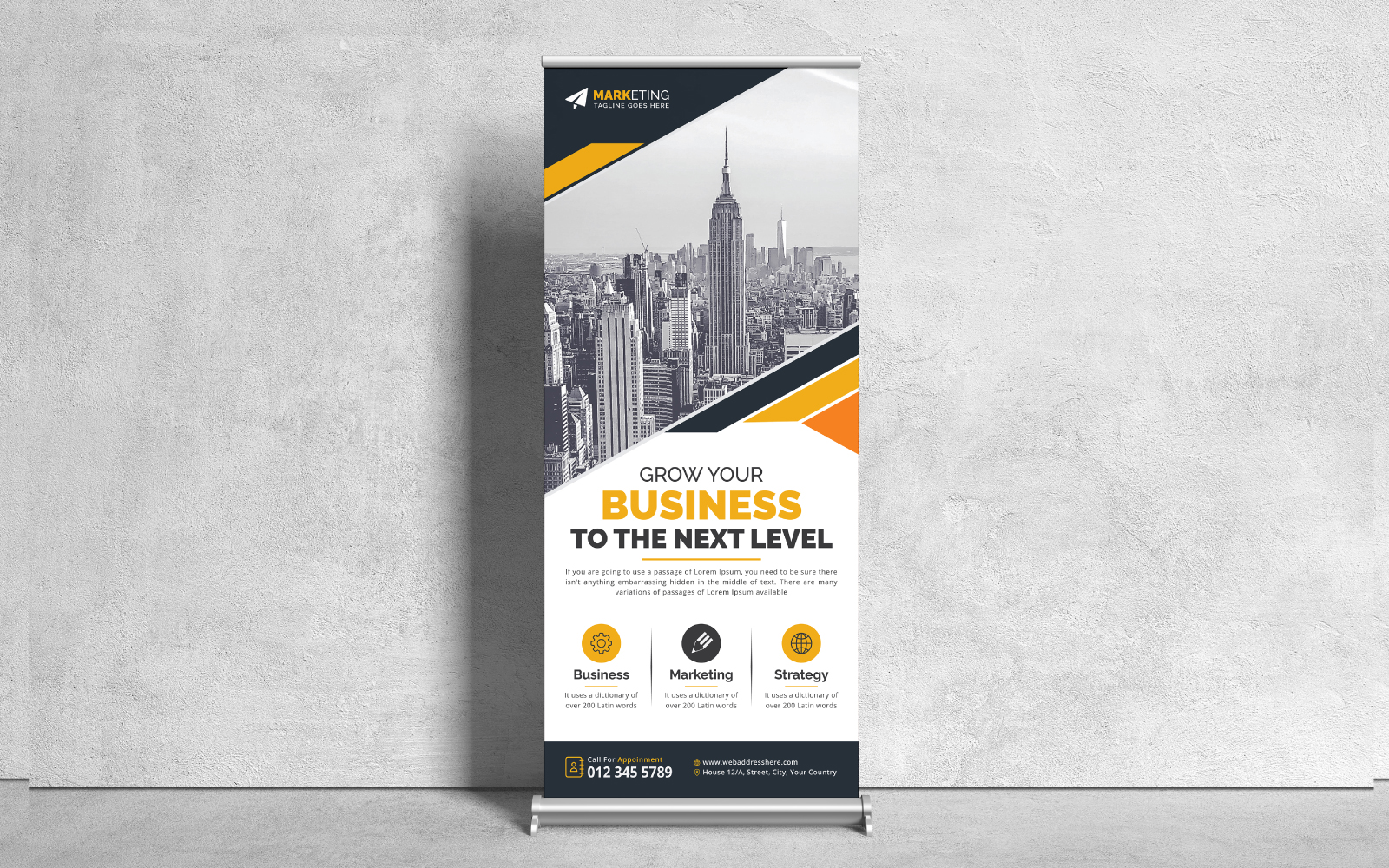 Colorful Corporate Roll Up Banner, X Banner, Standee Template Design Layout