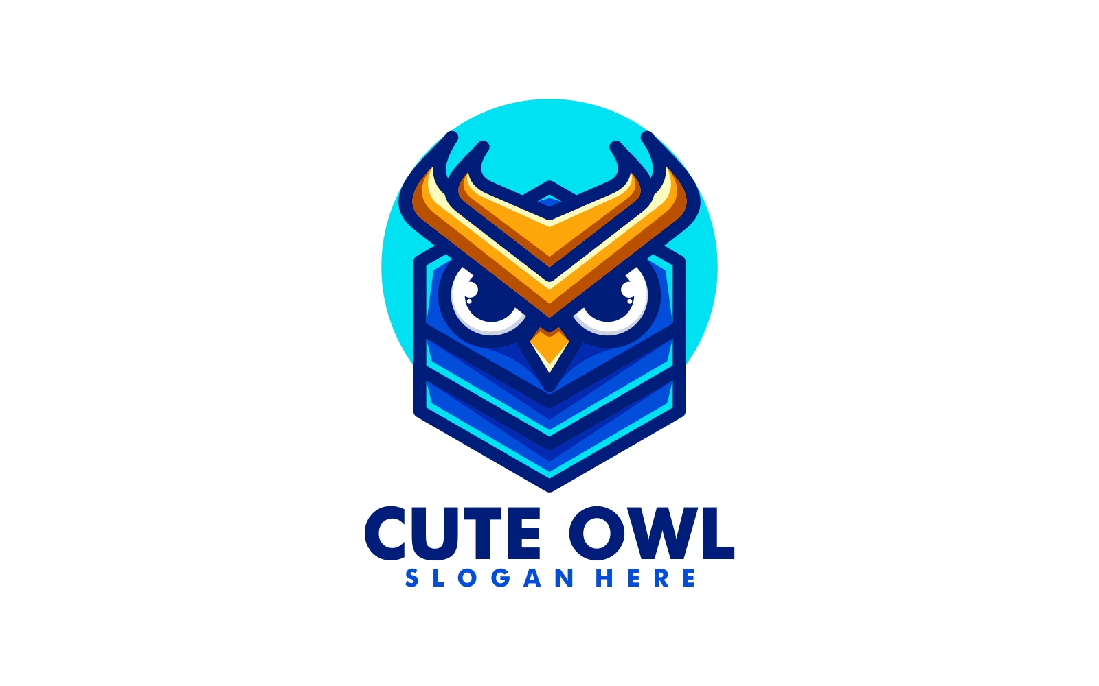Owl Hexagon Simple Mascot Logo