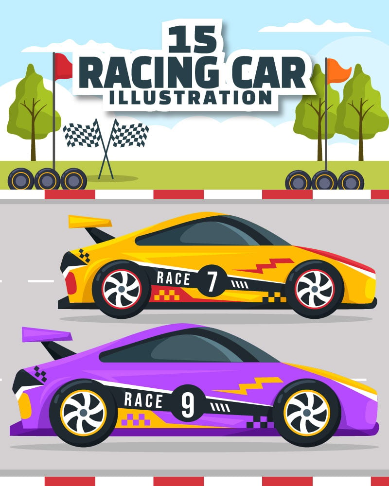 15 Formula Racing Sport Car Illustration