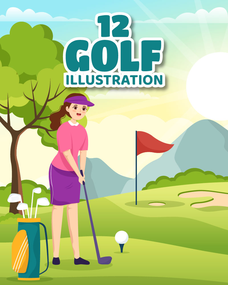 12 Golf Sport Illustration