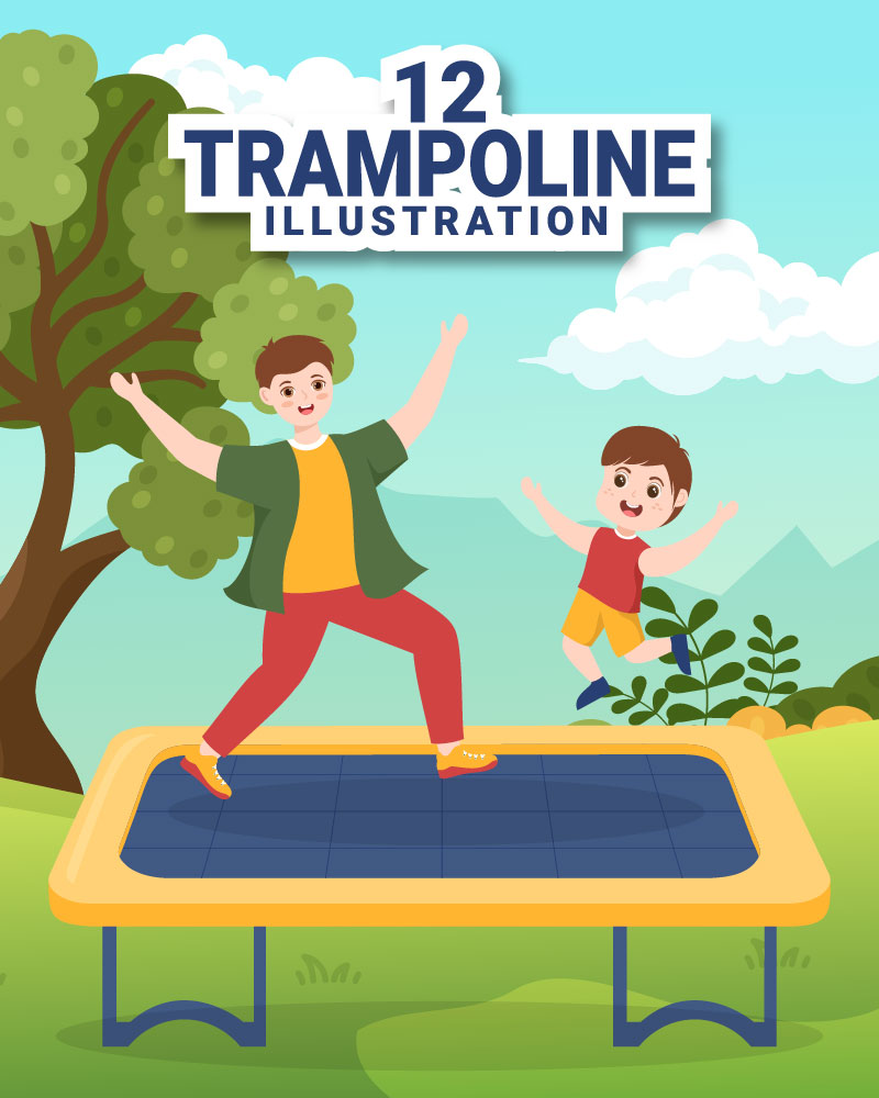 12 Trampoline Sport Illustration